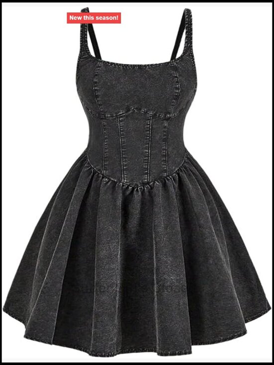 Dresses & Skirts - WDIRARA Women's Casual A-Line Denim Mini Dress Square Neck Ruffle Hem